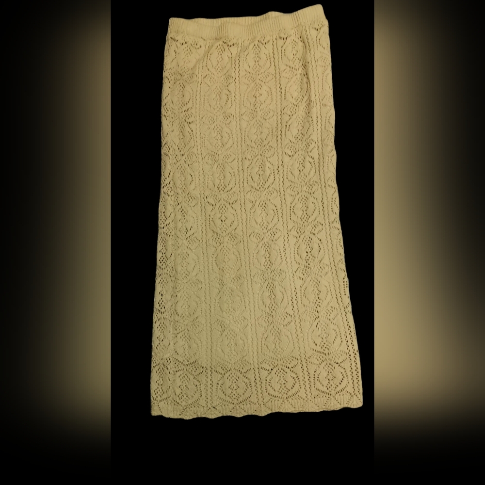 Beige Crochet Maxi Skirt